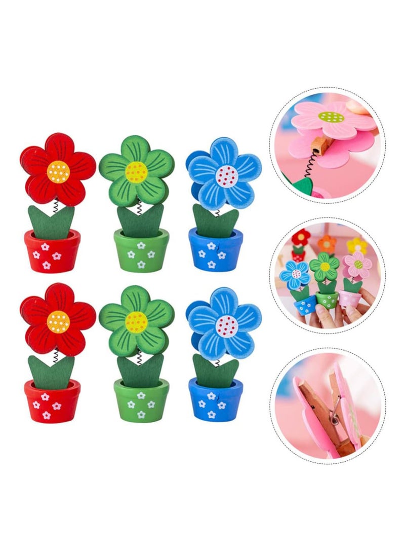 Excefore 12PCS  Picture Stand Wooden Base Photo Holder Flower Pot Table Name Number Holder Desktop Holders Picture Memo Note Photo Clip for Home Office Party, Random Color Desktop Stand - Image 5