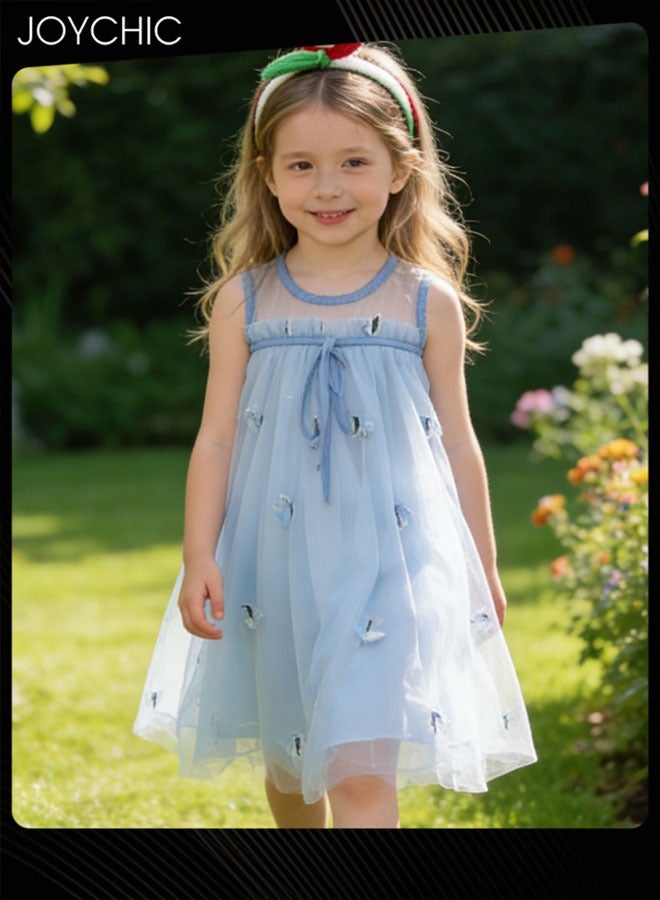 Joychic فستان شبكي متوسط الطول بدون أكمام للفتيات، صيفي، صديق للبشرة وقابل للتنفس - Image 1