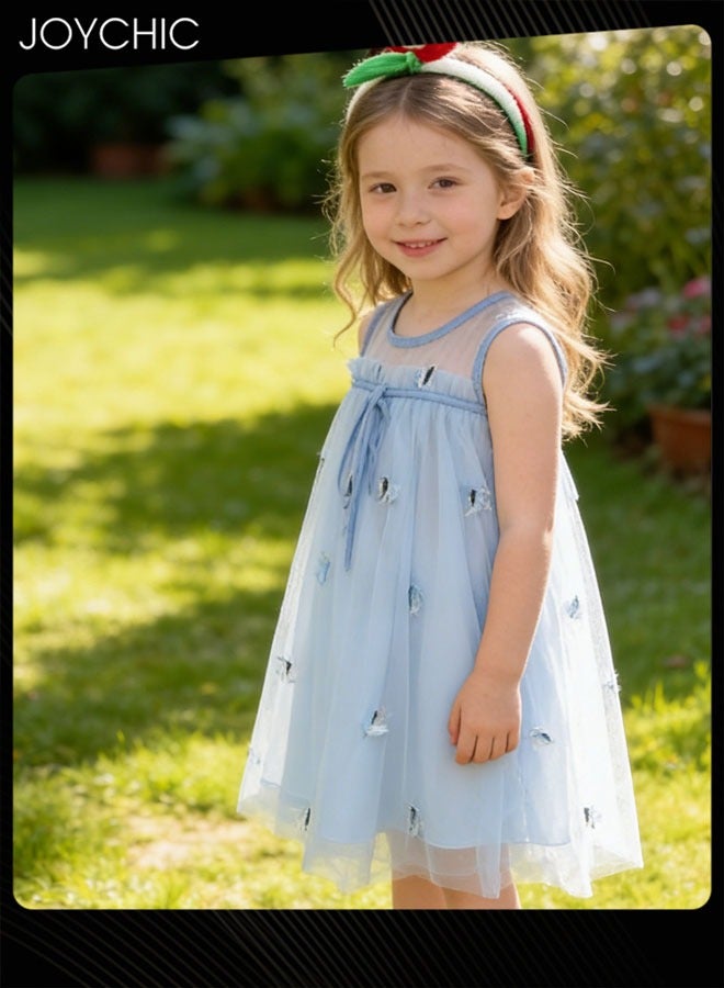 Joychic فستان شبكي متوسط الطول بدون أكمام للفتيات، صيفي، صديق للبشرة وقابل للتنفس - Image 2