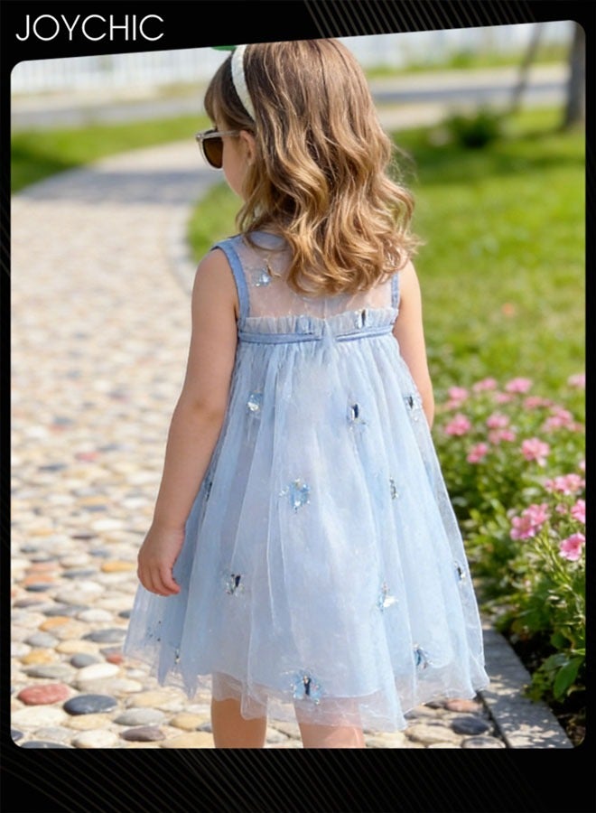 Joychic فستان شبكي متوسط الطول بدون أكمام للفتيات، صيفي، صديق للبشرة وقابل للتنفس - Image 3