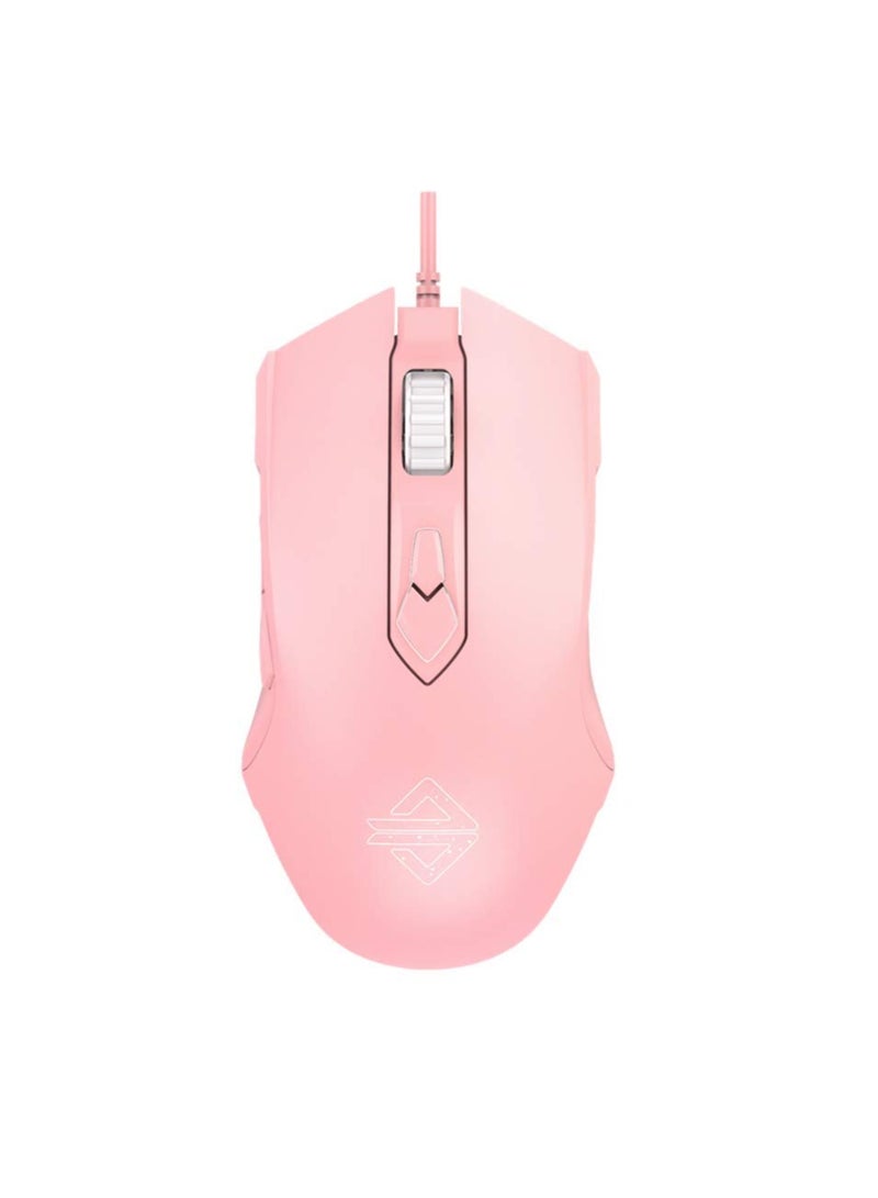 AJ52 Watcher RGB Gaming Mouse, Programmable 7 Buttons, Ergonomic LED Backlit USB Gamer Mice Computer Laptop PC, for Windows Mac OS Linux, Pink - Image 1