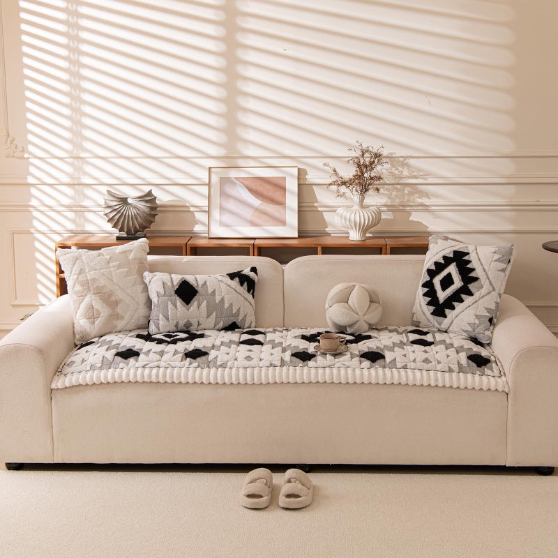 Feyocn Boho Couch Covers for Pets Washable Sofa Covers for Dogs Cats Sofa SlipCover for 3-4 Cushion Couches Pet-Friendly Anti-Slip Sofa Covers for Living Room (27.6" x 83", Black) - Image 5