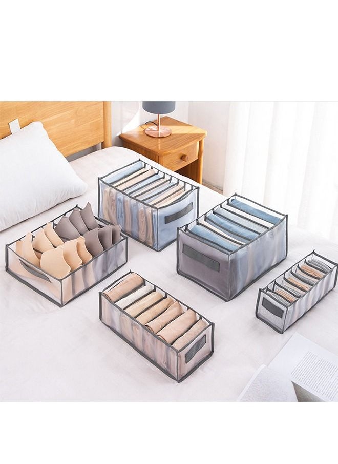 Generic - 5 Pcs Ikea Style Dormitory Closet Organizer For Bra Socks Underwear/Home Separated Underwear Storage Box-Grey - Image 1