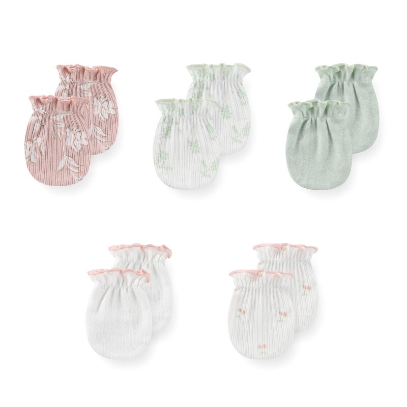 JELYLOVE 5 Pack Unisex New Born Boy Girls No Scratch Mittens Cotton Soft Baby Gloves Accessory 0-3 Months Infant Essentials - Image 1
