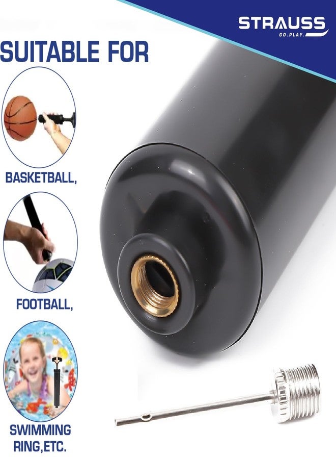 Strauss Hand Air Pump for Sports | Suitable for Football, Volleyball, Basketball, Rugby, Soccer Ball, Other Inflatable Balls | Air Inflator with Stainless Steel Pin (1 pcs), (Black) - Image 2