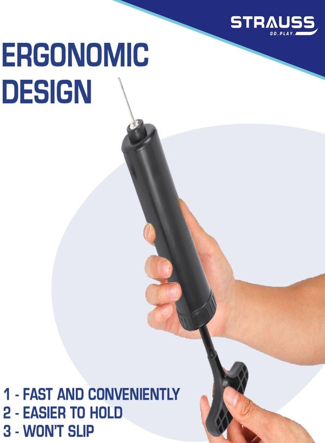 Strauss Hand Air Pump for Sports | Suitable for Football, Volleyball, Basketball, Rugby, Soccer Ball, Other Inflatable Balls | Air Inflator with Stainless Steel Pin (1 pcs), (Black) - Image 5