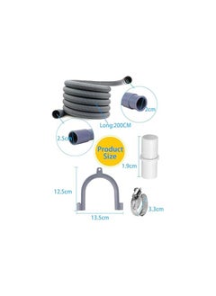 Generic 2-Pack Washing Machine & Dishwasher Replacement Hose Kit, 2M Flexible Drain Hose Extension with 2 Adapters, 2 U-Bend Holders, 4 Hose Clamps, Corrugated Drain Pipe for Washer/Dishwasher Water Drainage  - Image 2