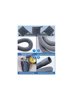 Generic 2-Pack Washing Machine & Dishwasher Replacement Hose Kit, 2M Flexible Drain Hose Extension with 2 Adapters, 2 U-Bend Holders, 4 Hose Clamps, Corrugated Drain Pipe for Washer/Dishwasher Water Drainage  - Image 4