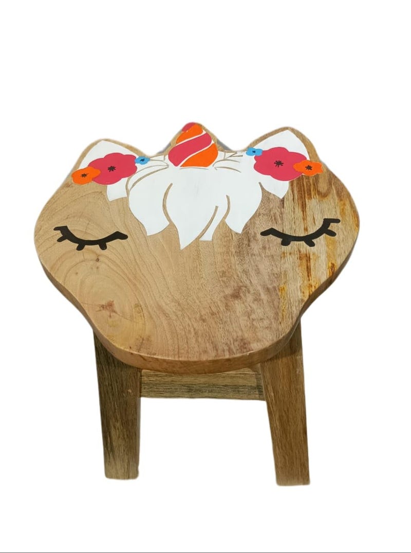 KING CREATION KING CREATION WOODEN STOOL HAND CARVED HARDWOOD DECORATIVE SHORT STOOL 
