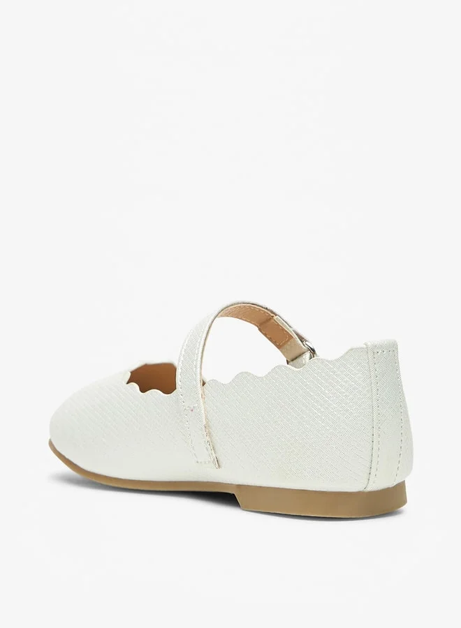 JUNIORS Girls Textured Round Toe Ballerinas With Hook And Loop Closure