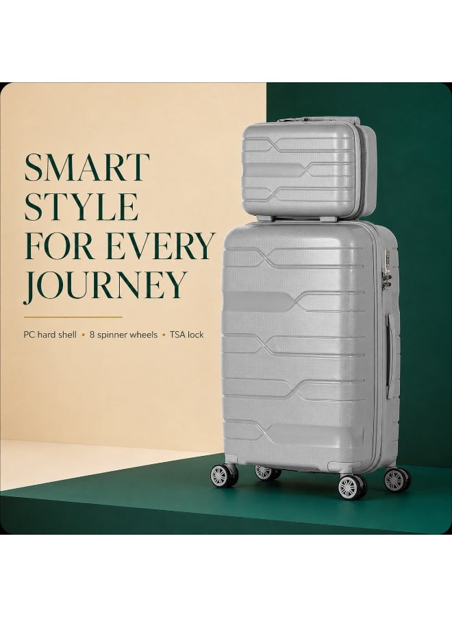 2-Piece Travel Luggage Set, 8-Wheel Spinner Suitcases, Secure Locking System, Lightweight & Durable Design - Image 3