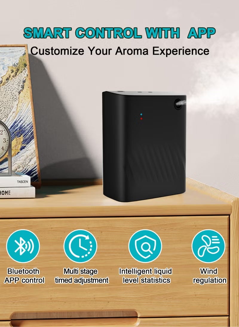 والالا جهاز توزيع الزيوت العطرية الكهربائي المتقدم، موزع رائحة ذكي مزود بتقنية البلوتوث، موزع معطر جو محمول للمنزل والمكتب والفندق، 200 مل، لون أسود - Image 3