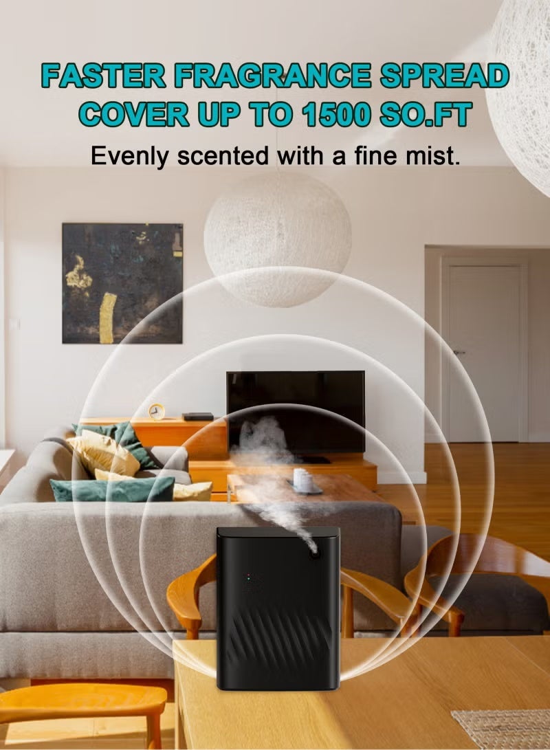 والالا جهاز توزيع الزيوت العطرية الكهربائي المتقدم، موزع رائحة ذكي مزود بتقنية البلوتوث، موزع معطر جو محمول للمنزل والمكتب والفندق، 200 مل، لون أسود - Image 2