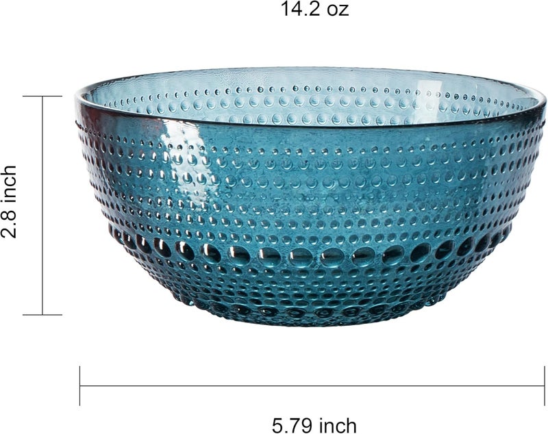 Khen Glass Vintage Hobnail Colored Bowls  Set of 4  Natural Colors 57  Snack AllPurpose Bowl Dinner Cereal Salad Dessert Appetizer Bowl Fruit Nuts  Art Deco Hand Wash Housewarming Gift - Image 5