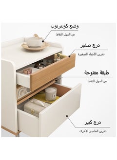 اديببولا لوحة هندسية MDF ذات سعة كبيرة لتخزين طاولة القهوة بجانب السرير ومنضدة مع درج  - Image 4