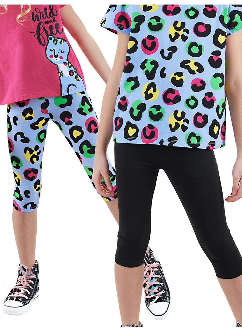 Denokids Girls Black Leopard 2-Pack Tights