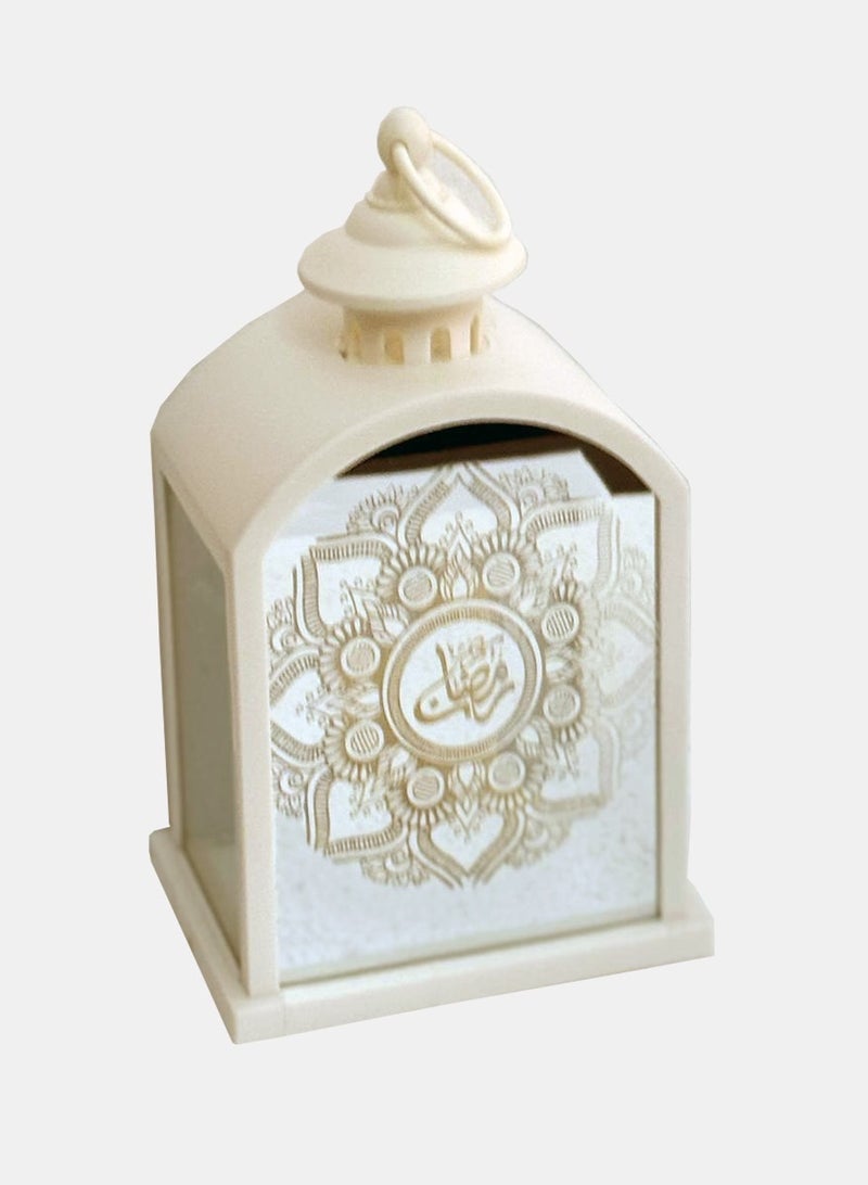 Tradeo Ramadan Kareem Ramadan Lantern Lights with LED Candle – Battery Powered Ramadan Decorations for Home, Bedroom, Door, Wall & Window – Outdoor Hanging Gift Idea. White Color - Image 1