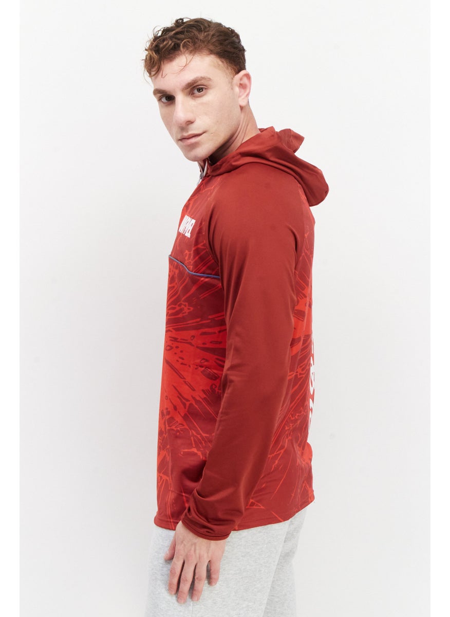 Marvel x Difuzed - Men Hooded Graphic Print Long Sleeves Sweatshirt, Red - Image 1