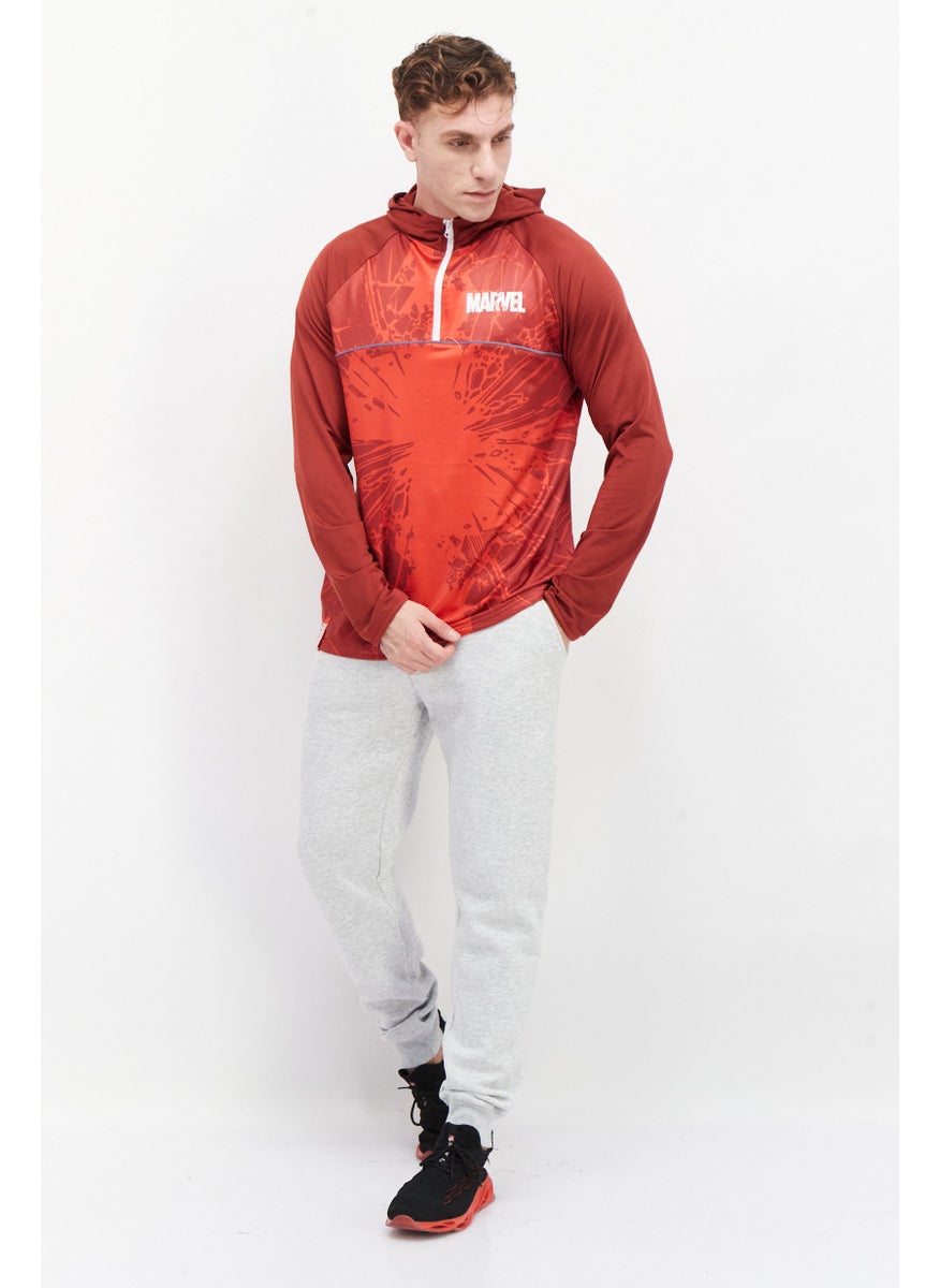 Marvel x Difuzed - Men Hooded Graphic Print Long Sleeves Sweatshirt, Red - Image 1
