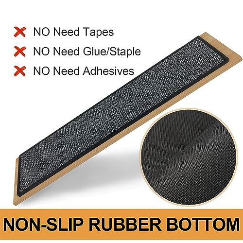 SUMLANS Stair Treads Carpet 4 pcs for Wooden Steps with Non Slip Rubber Backing, 100% Polyester Soft Stairs Resistant Indoor Skid Runner Safety Rugs for Kids Elders and Pets 30" * 8" (Dark Gray) - Image 3