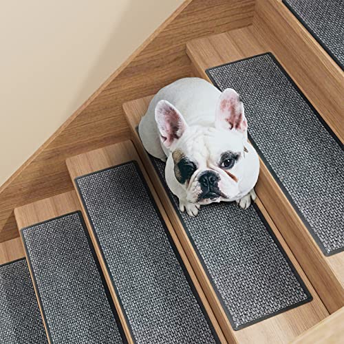 SUMLANS Stair Treads Carpet 4 pcs for Wooden Steps with Non Slip Rubber Backing, 100% Polyester Soft Stairs Resistant Indoor Skid Runner Safety Rugs for Kids Elders and Pets 30" * 8" (Dark Gray) - Image 5