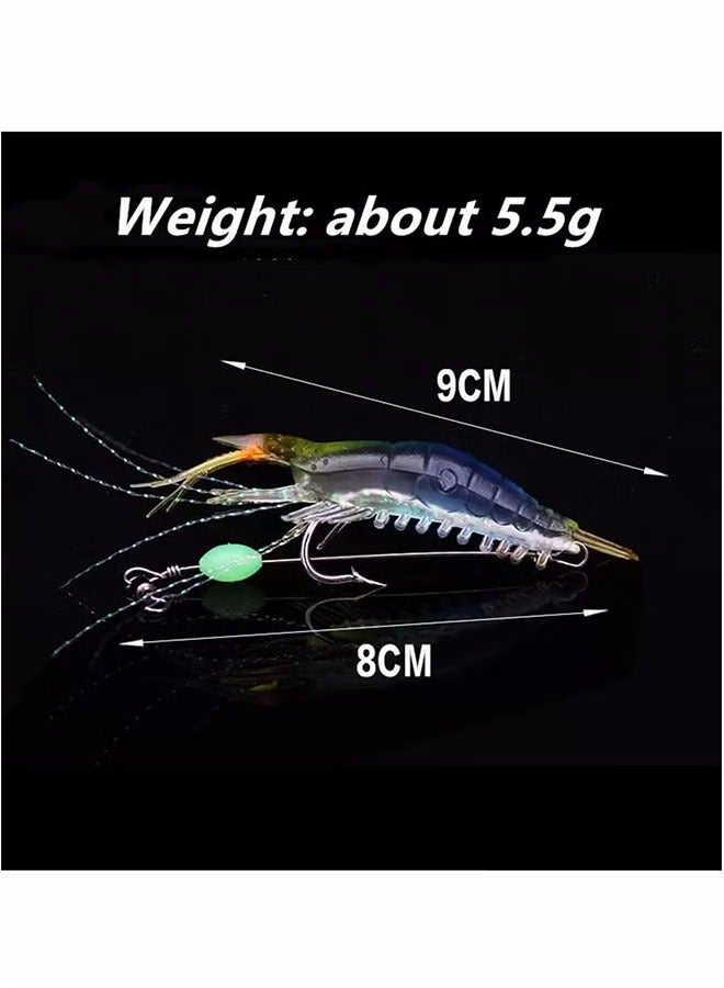 مجموعة من 5 قطع من طُعم صيد الروبيان الناعم المضيء، مجموعة طُعم الروبيان بخطافات حادة، أدوات صيد لسمك السلمون المرقط في المياه العذبة والمالحة - Image 2