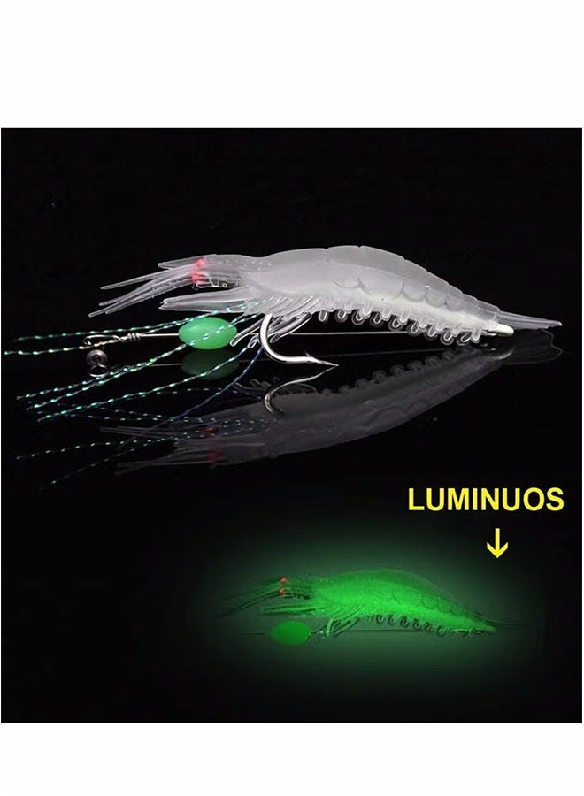 مجموعة من 5 قطع من طُعم صيد الروبيان الناعم المضيء، مجموعة طُعم الروبيان بخطافات حادة، أدوات صيد لسمك السلمون المرقط في المياه العذبة والمالحة - Image 3