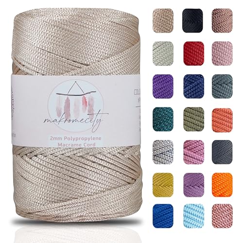 Makromecity, Polyester Macrame Cord 2mm x 250 yards (750 feet) 2mm Polypropylene Latte Macrame Cord Crochet Macrame Bag Cord Crafts for Wall Hangings, Bags, Underplate, Rug - Image 1