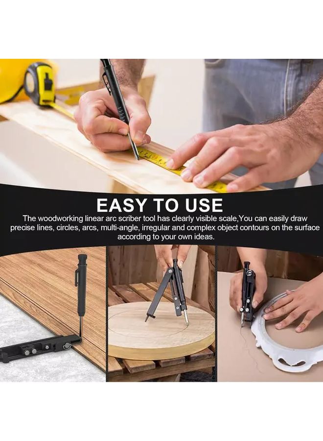 Adjustable Woodworking Marking Scribing Tool With Built In Sharpener Manual Construction Pencil 1pc - Image 4