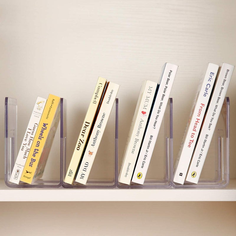 YAGELI Clear Acrylic Desk File Sorter Purse/Handbag Organizer Clutch Divider Mesh Folder Office Supplies Stand Bookshelf (3 Sections) (2Pack-4Sections) - Image 3