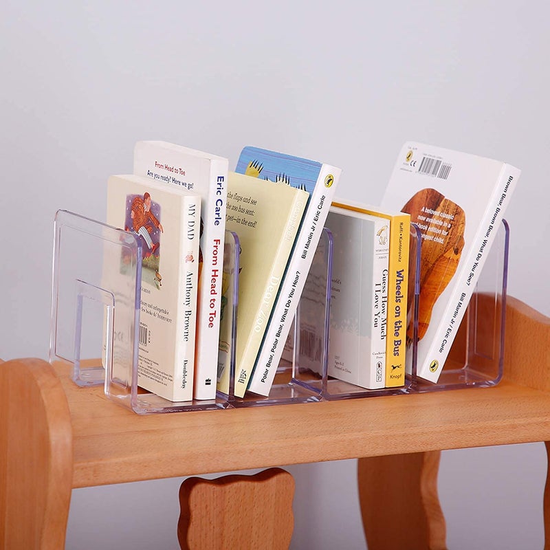 YAGELI Clear Acrylic Desk File Sorter Purse/Handbag Organizer Clutch Divider Mesh Folder Office Supplies Stand Bookshelf (3 Sections) (2Pack-4Sections) - Image 2