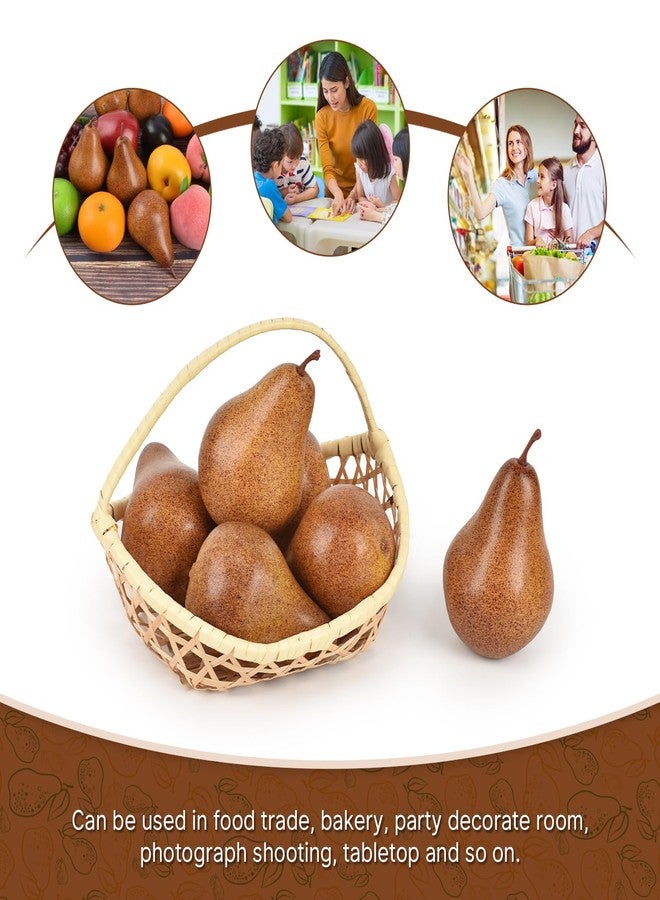 Luckforest Artificial Brown Pears, 6 Pcs Simulation Pears Fake Fruits for Home Kitchen Fruit Model Cabinet Decor Photography Props - Image 5
