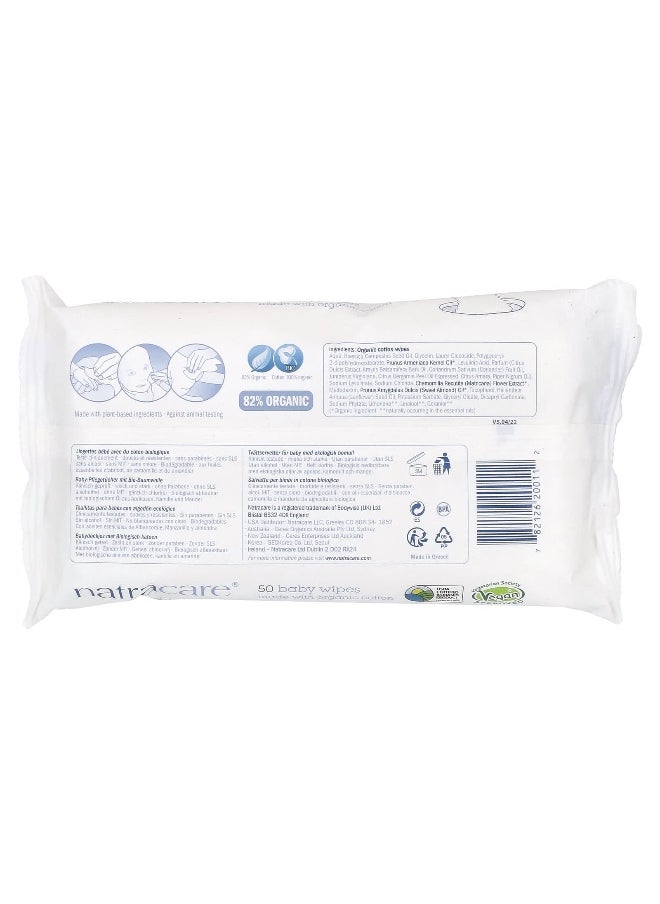 NATRACARE Natracare, Baby Wipes with Organic Chamomile, Apricot and Sweet Almond Oil, 50 Wipes  - Image 2