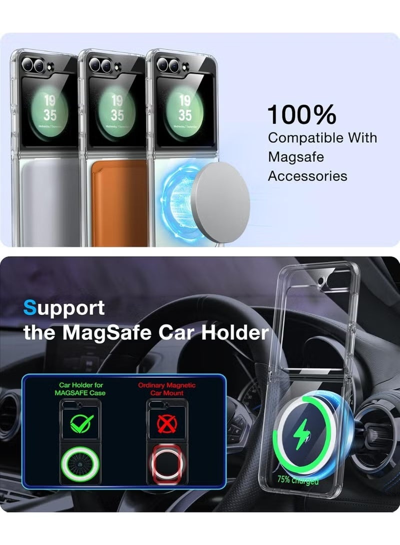 ELTRAZONE MagSafe Compatible Clear Case for Samsung Galaxy Z Flip 6, Military Grade Drop Protection, Anti-Yellowing Silicone Bumper - Image 2