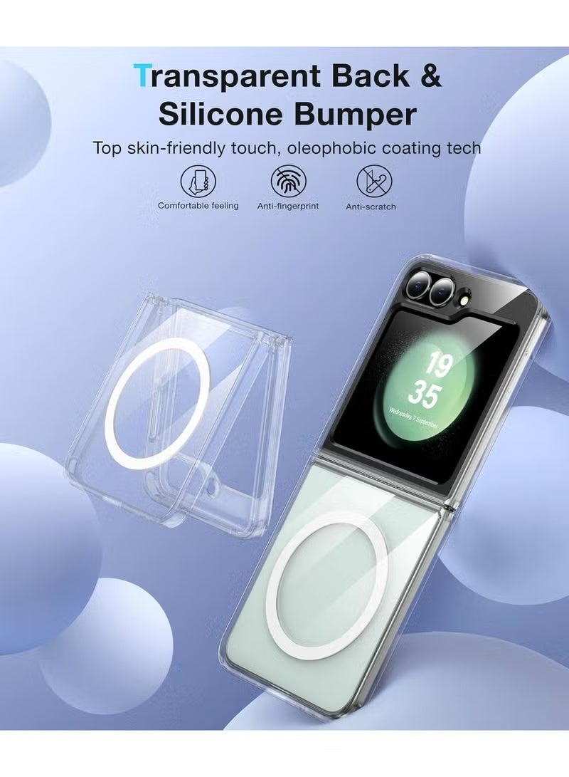 ELTRAZONE MagSafe Compatible Clear Case for Samsung Galaxy Z Flip 6, Military Grade Drop Protection, Anti-Yellowing Silicone Bumper - Image 5