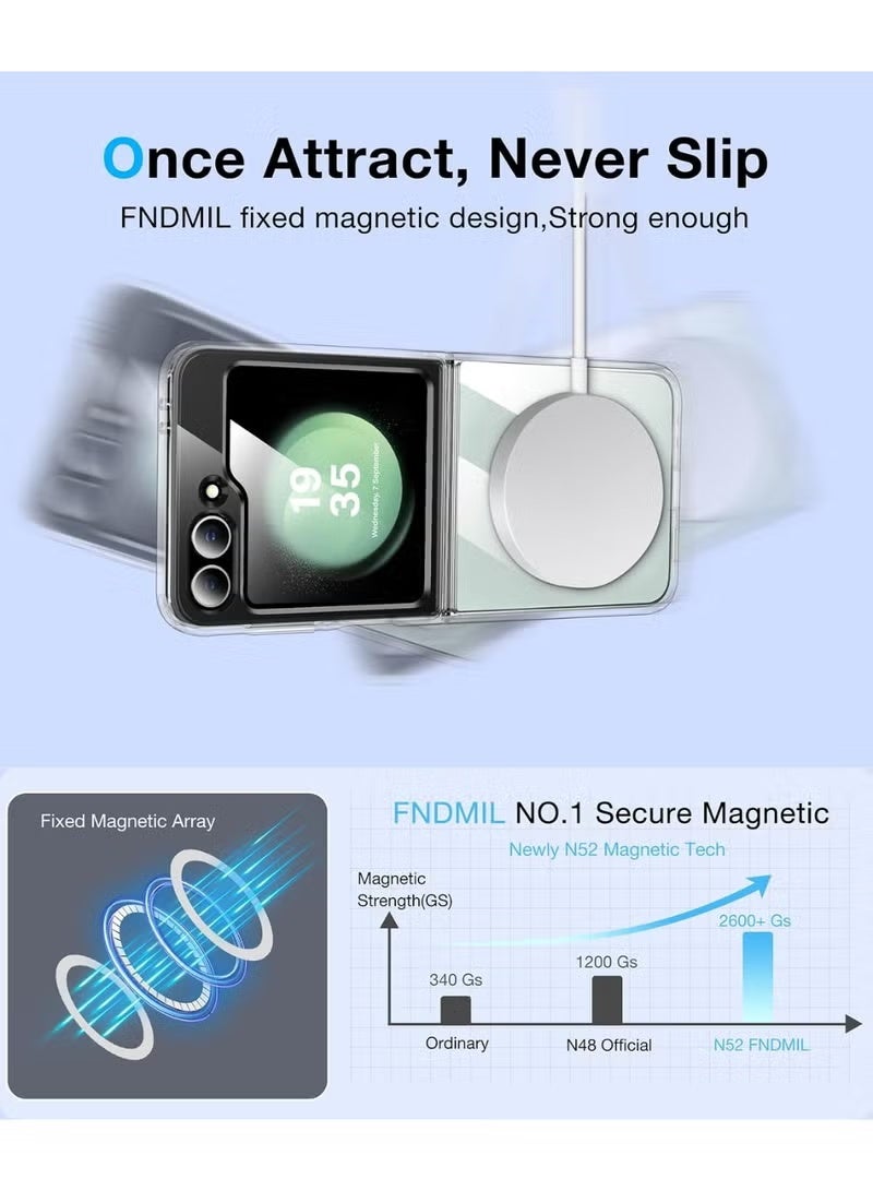 ELTRAZONE MagSafe Compatible Clear Case for Samsung Galaxy Z Flip 6, Military Grade Drop Protection, Anti-Yellowing Silicone Bumper - Image 3
