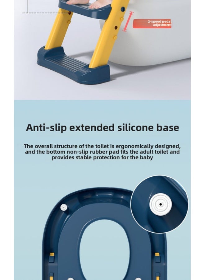 ORiTi Auxiliary Toilet Ladder, Toilet Seat Supplies, Baby And Toddler Ladder Folding Toilet Seat - Blue - Image 2