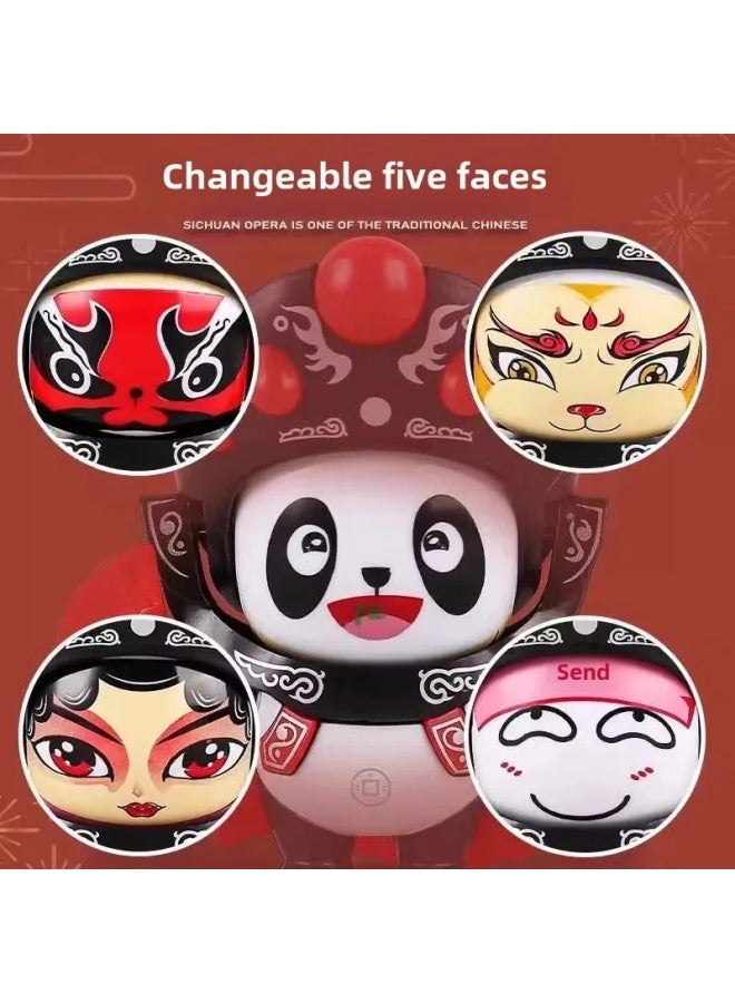 Panda Changeable Face TV Drama Doll Toy Cultural Artifacts Handheld Stress Relief Miniature Models Home Decorations-Color:Lion Awakening And Bell With Variable Characters - Red Box - Image 3