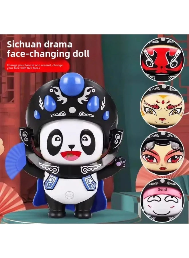 Panda Changeable Face TV Drama Doll Toy Cultural Artifacts Handheld Stress Relief Miniature Models Home Decorations-Color:Lion Awakening And Bell With Variable Characters - Red Box - Image 2