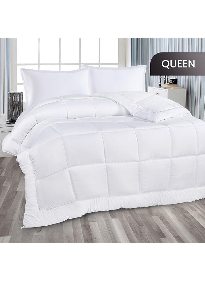 erorex All Season Down Alternative Quilted Queen Comforter Duvet Insert With Corner Tabs Machine Washable Bed Comforter White  - Image 2