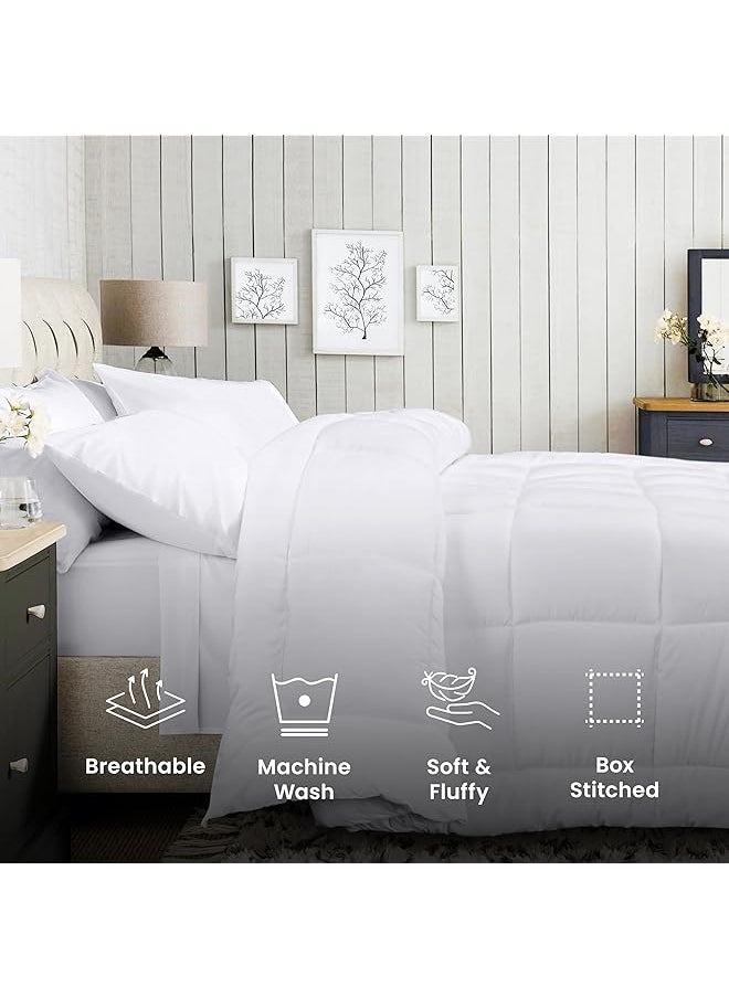 erorex All Season Down Alternative Quilted Queen Comforter Duvet Insert With Corner Tabs Machine Washable Bed Comforter White  - Image 3