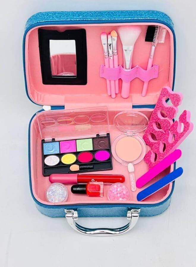 Pretend Baby Girl Toys Play Makeup Set, Washable Makeup Set for Kids with Glitter Cosmetic Bag, Includes All Your Princess needs to Play, Dress and Dress 
