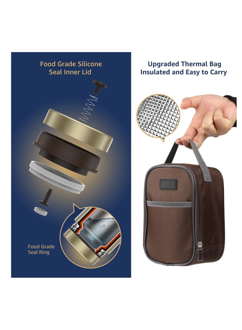 وعاء غذاء معزول فائق الجودة للبالغين - وعاء طعام ساخن بسعة 800 مل من الفولاذ المقاوم للصدأ، بفتحة واسعة، مثالي للمدرسة، المكتب، السفر، والأنشطة الخارجية (ذهبي) - Image 5