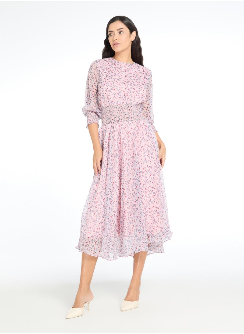 The Label Life Floral Georgette Smocked Midi  - Image 1