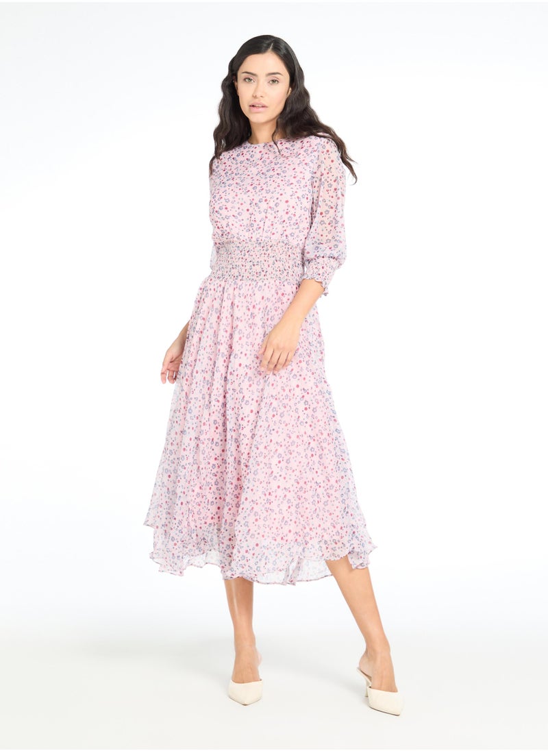 The Label Life Floral Georgette Smocked Midi  - Image 2