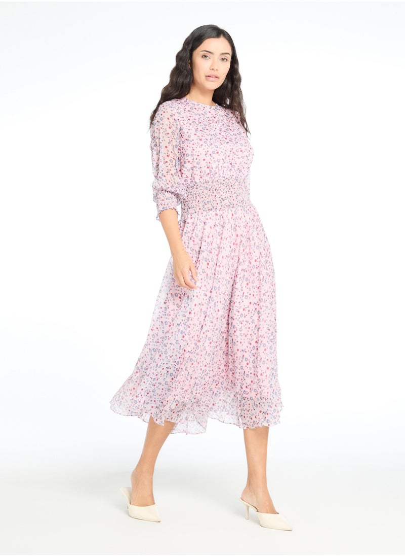 The Label Life Floral Georgette Smocked Midi  - Image 4