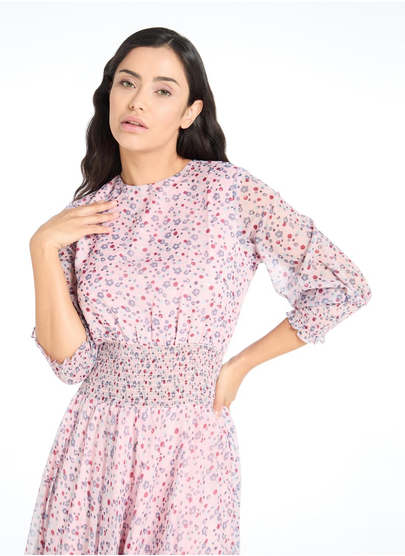 The Label Life Floral Georgette Smocked Midi  - Image 5