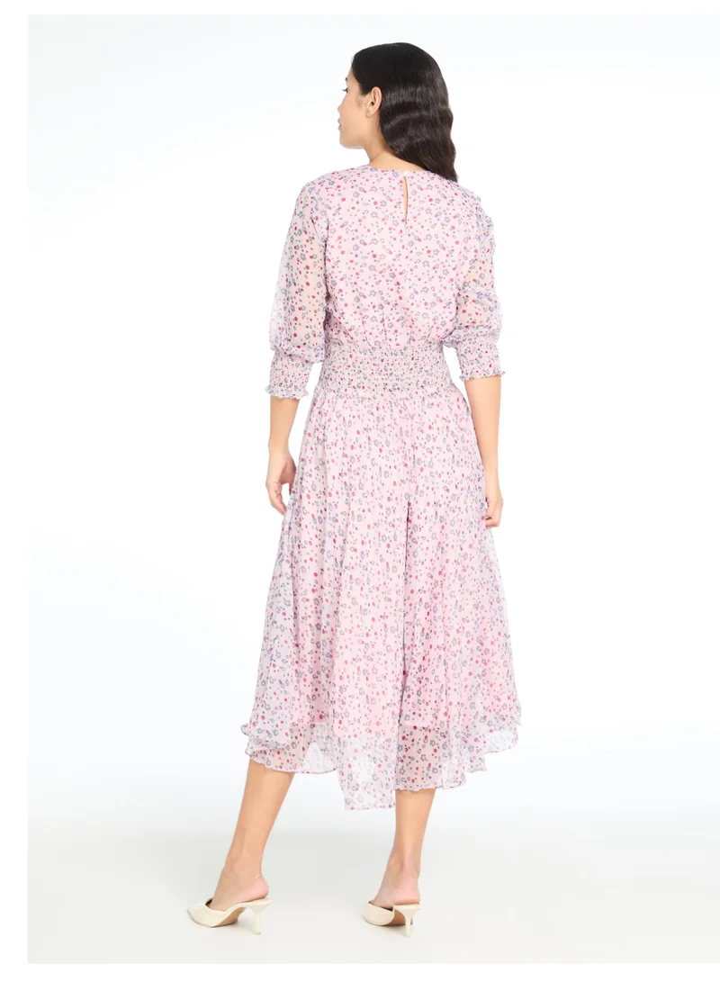 The Label Life Floral Georgette Smocked Midi