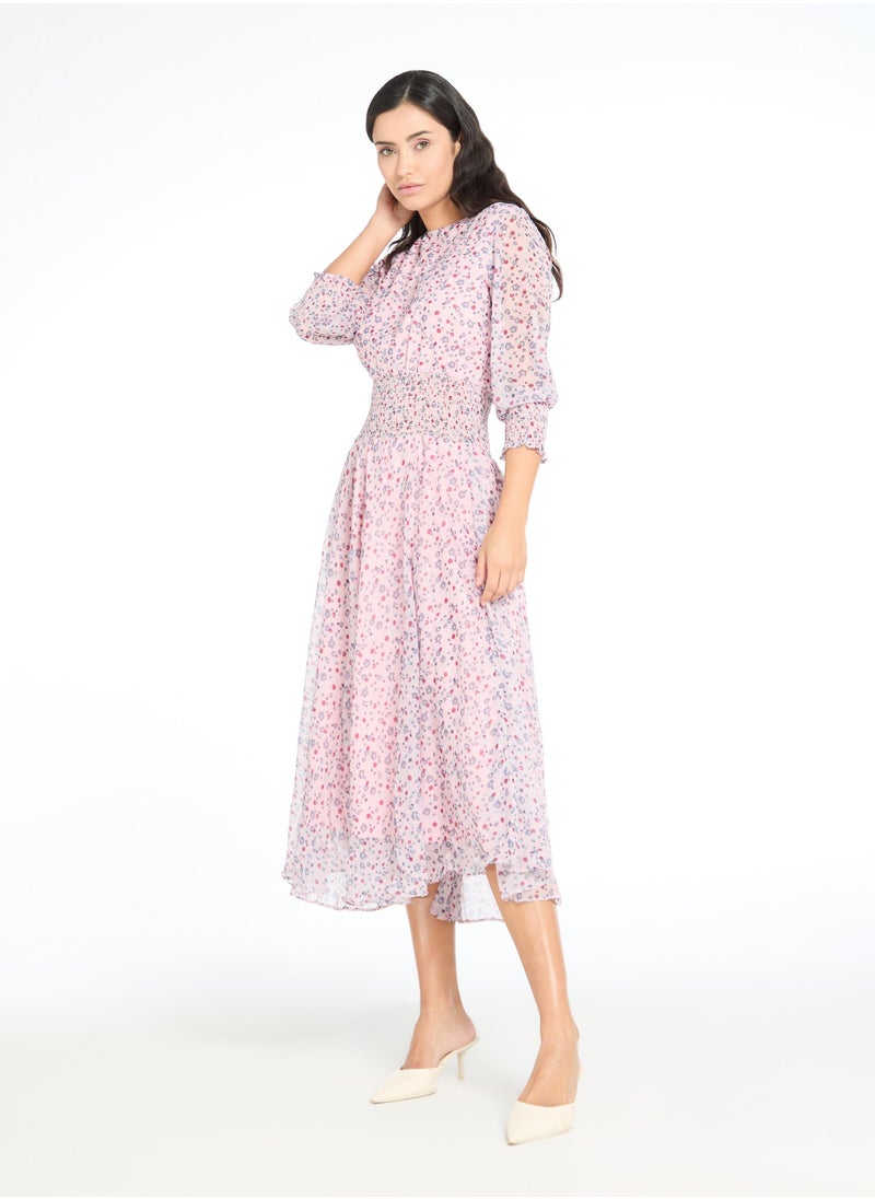 The Label Life Floral Georgette Smocked Midi  - Image 3