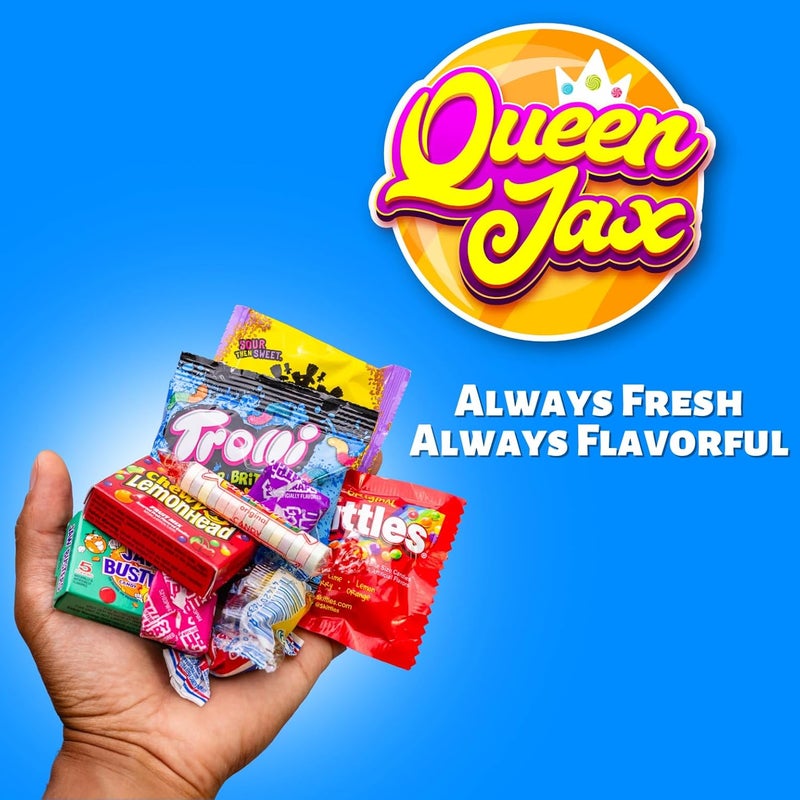 QUEEN JAX باقة متنوعة من الحلوى فيناتا - 2 رطل من الحلوى المغلفة فردياً، حامض، علكة، فواكه، ومطاطية - Image 5